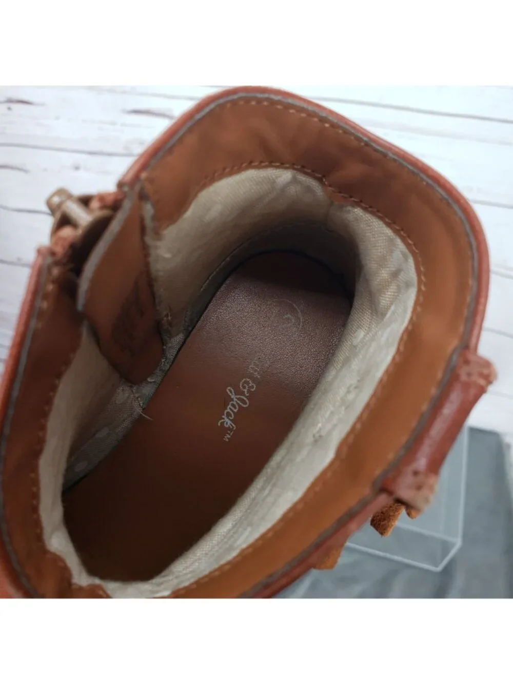 Cat & Jack Brown Faux Leather Toddler Boots With Tassel Accents & Side Zipper Cl